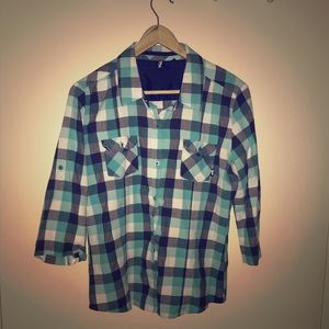 VANS Teal Blue Plaid Shirt